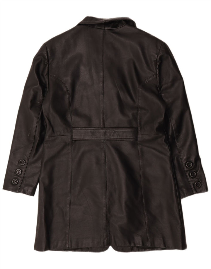 Akaso Damen Ledermantel UK 18 XL Schwarzes Leder