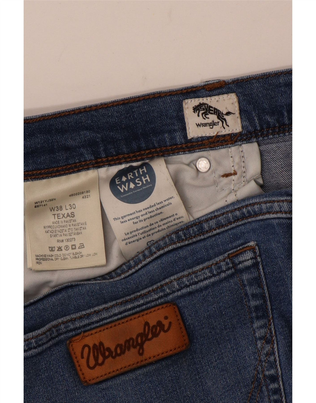 Wrangler Herren Texas Straight Jeans W38 L30 Blaue Baumwolle