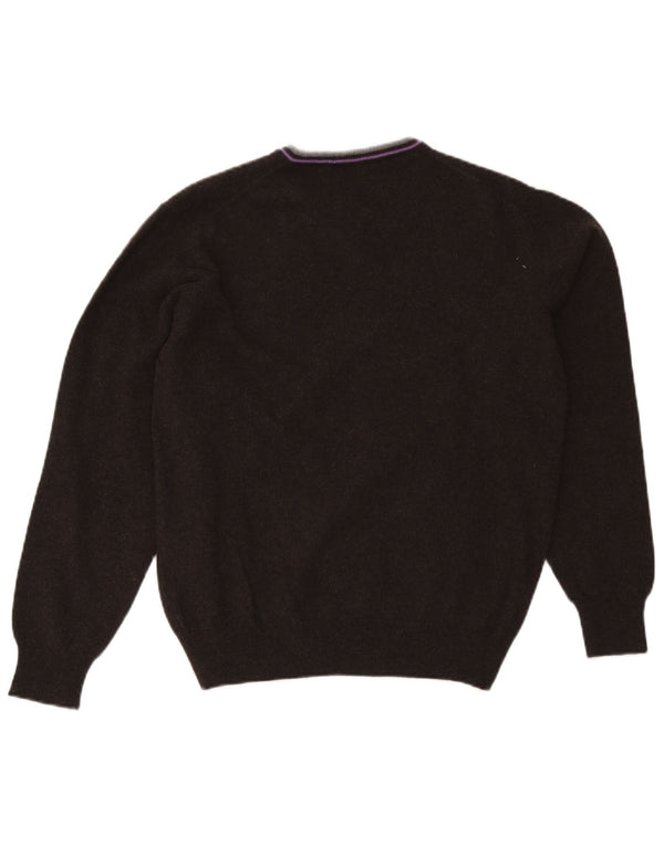 Fred Perry Herren-Pullover mit V-Ausschnitt, XL, schwarze Wolle