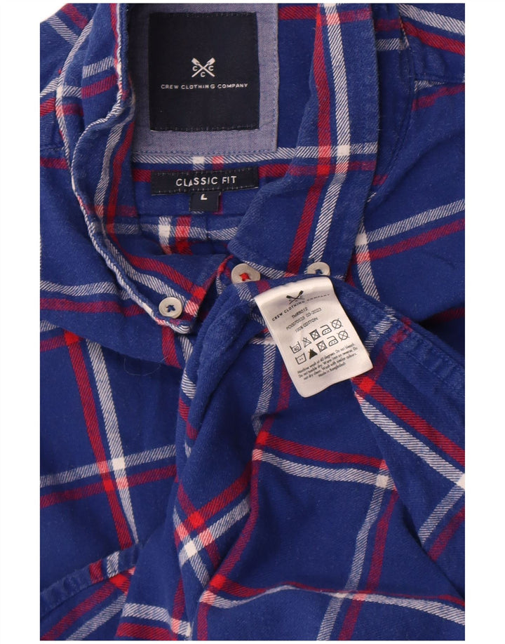 Crew Clothing Herren-Flanellhemd mit normaler Passform, groß, blau kariert, Baumwolle