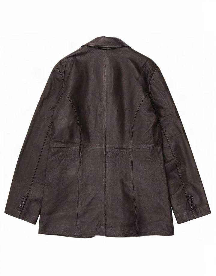 MDK Damen-Blazerjacke aus Leder mit 6 Knöpfen, Gr. 18, XL, Schwarz