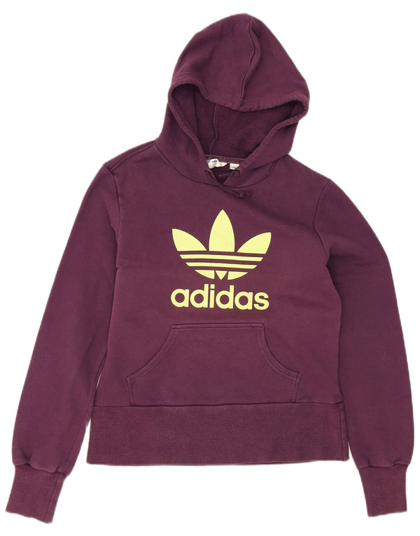 Adidas Damen Crop Graphic Hoodie Pullover IT 46 Mittellila Baumwolle