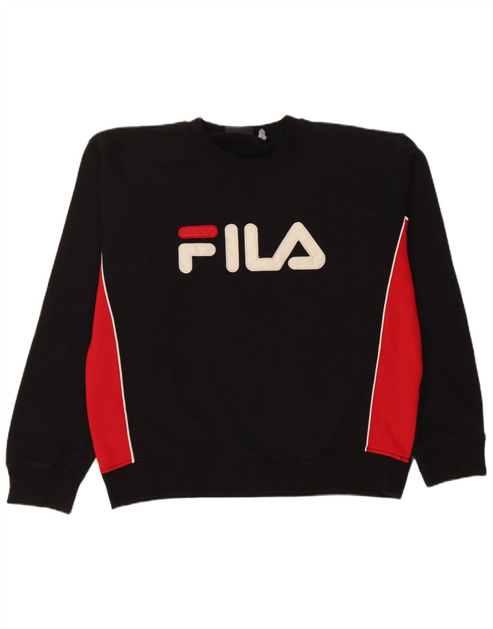 Fila Herren-Sweatshirt mit Grafik, groß, schwarzes Farbblock-Polyester