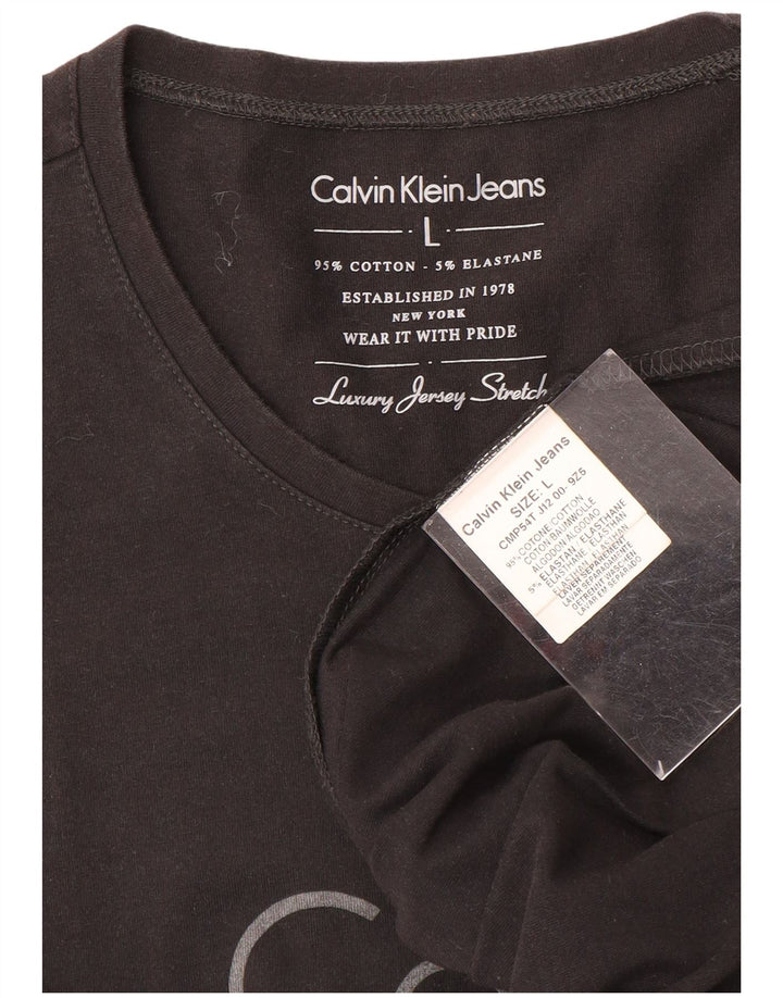 Calvin Klein Jeans Herren Graphic Top Langarm Large Schwarz Baumwolle