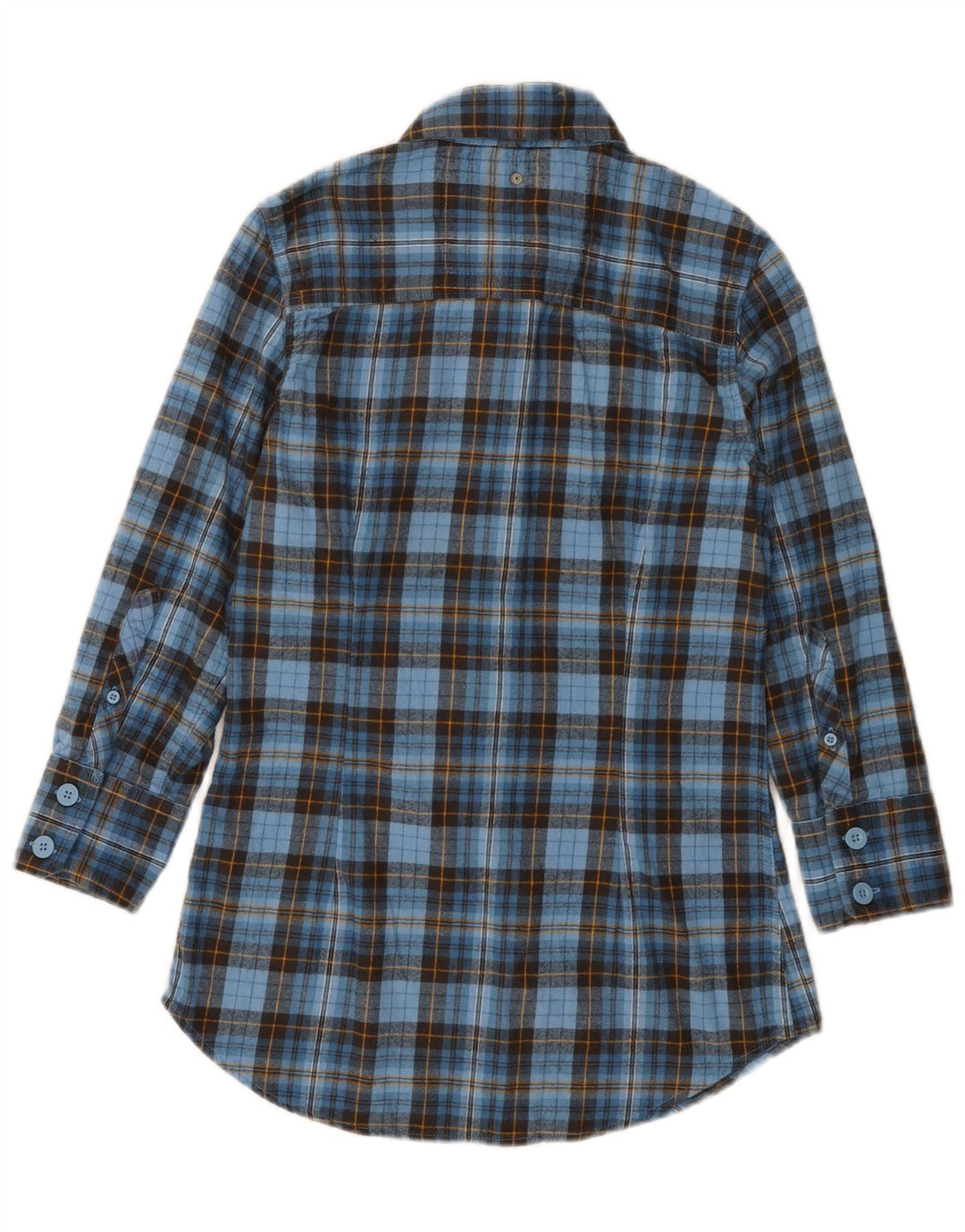SUPERDRY Flanellhemd mit 3/4-Ärmeln für Damen, UK 10, Größe S, blau kariert, Baumwolle