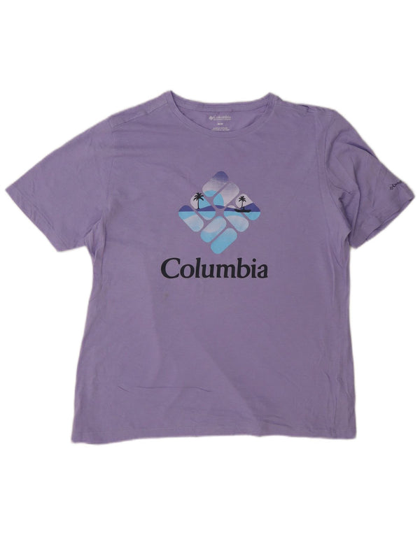 Columbia Womens Graphic T-Shirt Top UK 14 Medium Purple Cotton