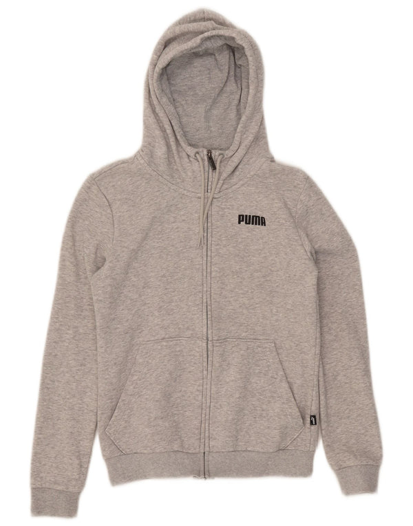 Puma Damen Zip Hoodie Pullover UK 6 XS Grau Baumwolle