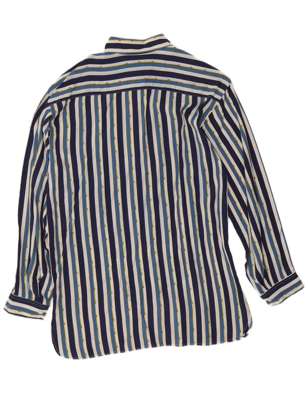 Marina Yachting Damen Hemdbluse UK 14 Mittelblau gestreifte Viskose