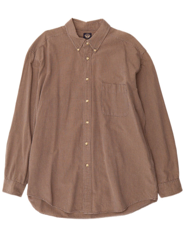 Dockers Mens Shirt XL Brown Check Cotton