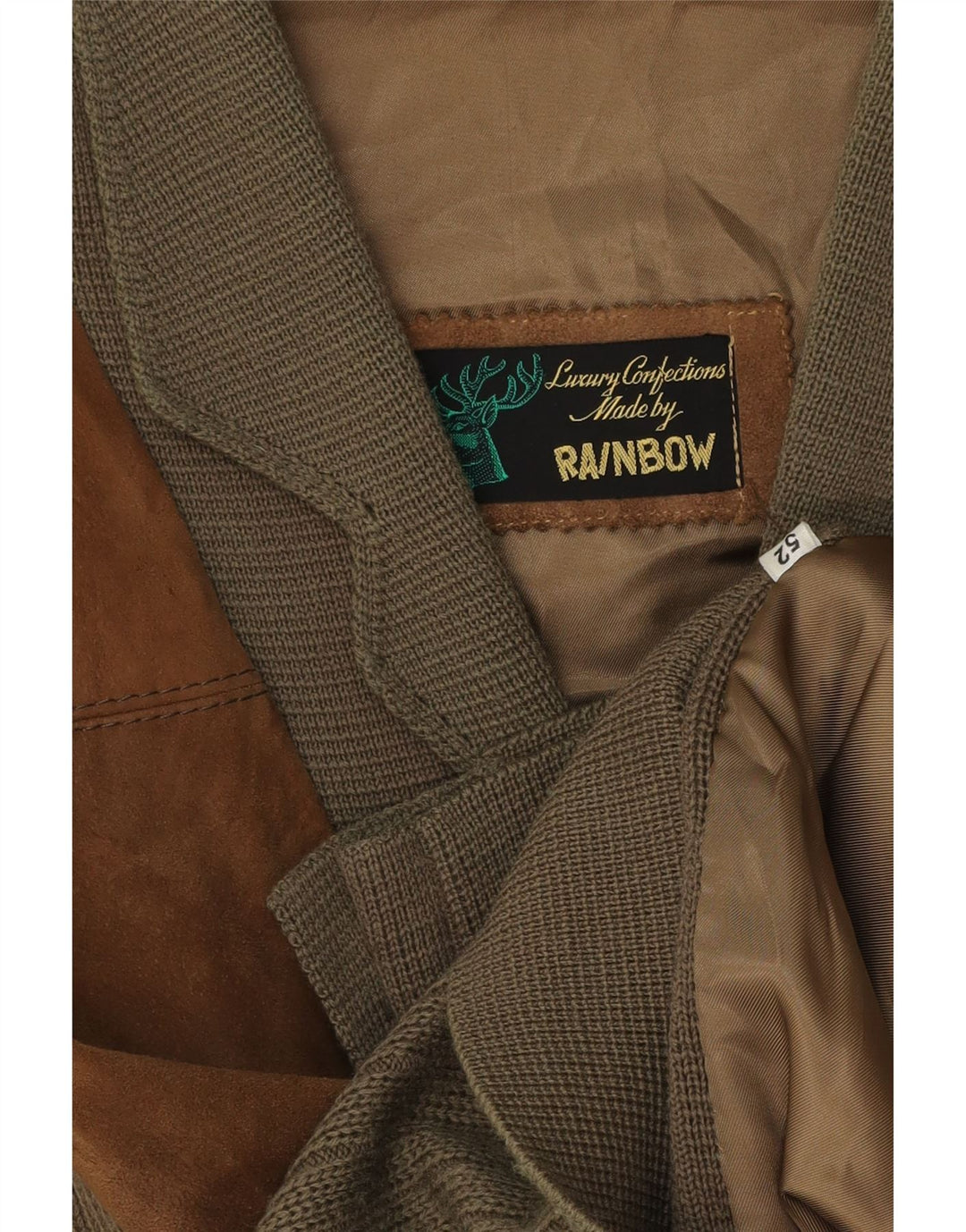 Rainbow Herren-Cardigan-Pullover, Größe 52, groß, braun, Farbblock