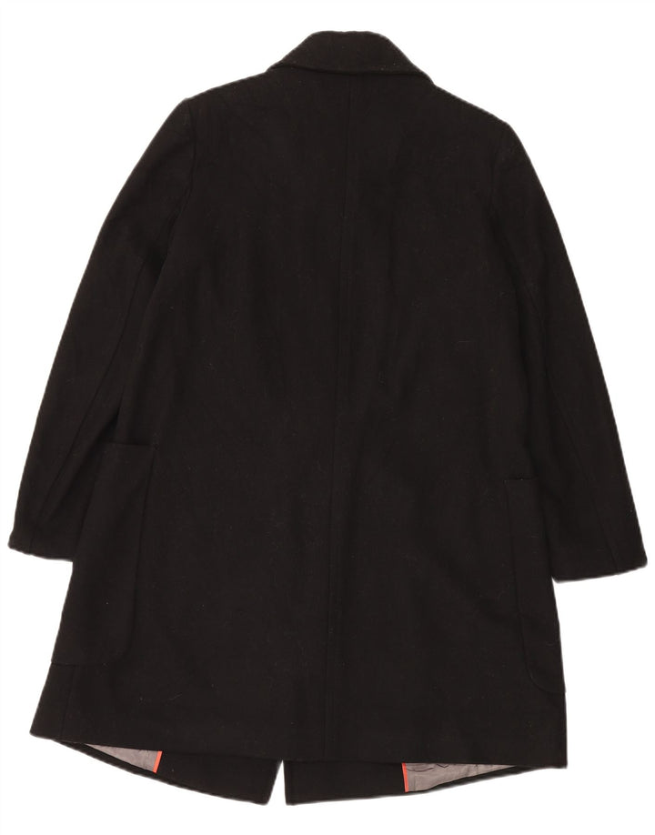 Benetton Damen Übergroßer Mantel UK 10 Small Schwarze Wolle
