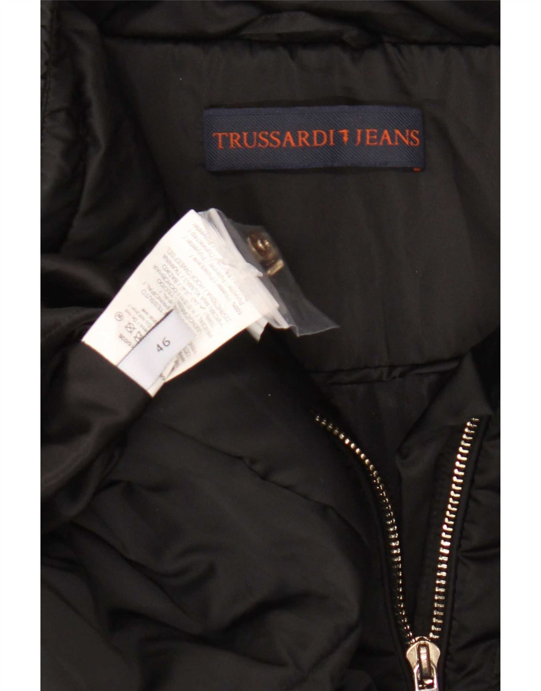 Trussardi Damen Wattierter Mantel IT 46 Large Schwarz Polyester