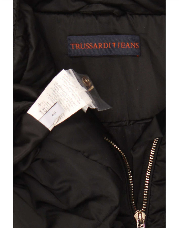 Trussardi Damen Wattierter Mantel IT 46 Large Schwarz Polyester