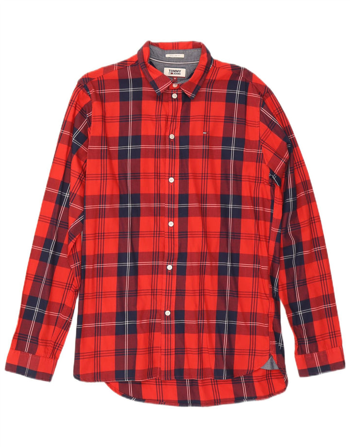 Tommy Hilfiger Herren-Hemd mit normaler Passform, mittelrot, kariert, Baumwolle