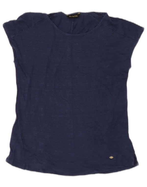 Massimo Dutti Damen T-Shirt Top UK 6 XS Marineblau meliert