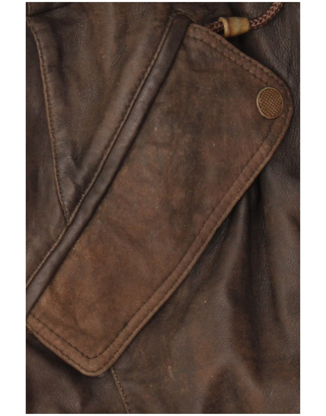 VINTAGE Damen Ledermantel mit Kapuze EU 38 Mittelbraunes Leder