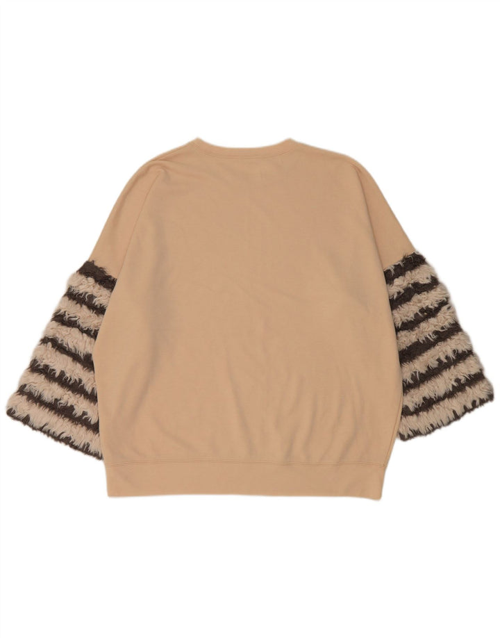 Zara Damen-Sweatshirt mit 3/4-Ärmeln, übergroß, Gr. 14, Mittelbeige