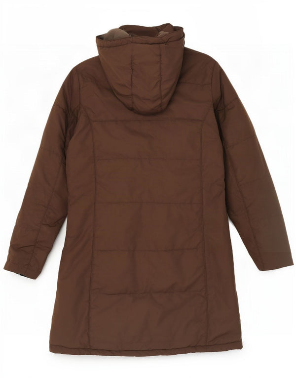 Jack Wolfskin Wattierter Damenmantel mit Kapuze UK 12/14 Mittelbraunes Polyester