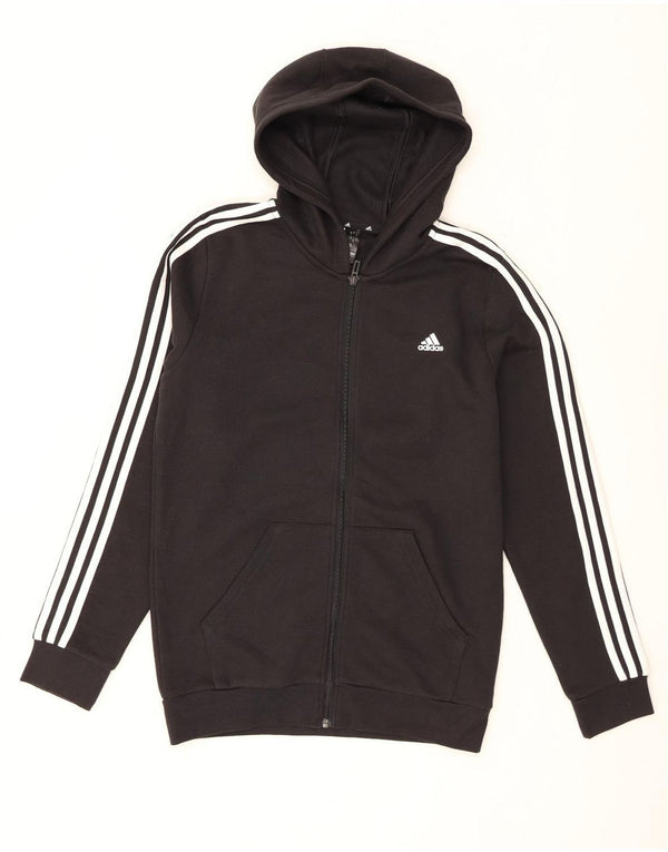 Adidas Jungen Kapuzenpullover mit Reißverschluss, 15–16 Jahre, schwarze Baumwolle