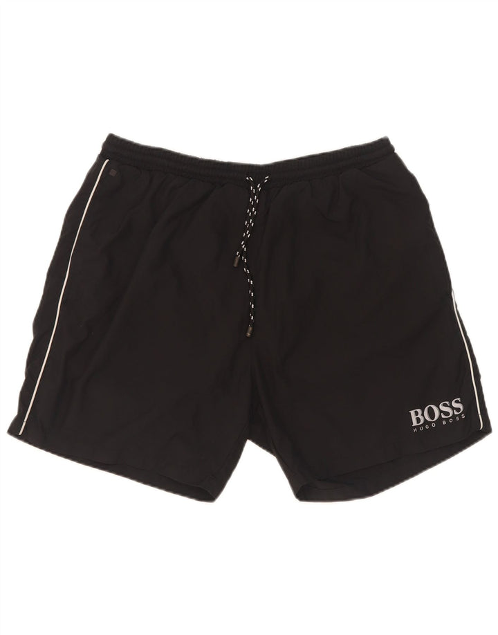 Hugo Boss Herren-Sportshorts, groß, aus schwarzem Polyester