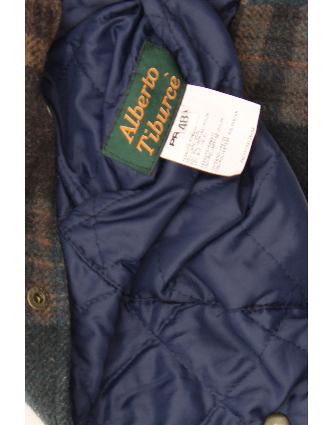 Vintage Herrenweste IT 48 Medium Mehrfarbig karierte Wolle