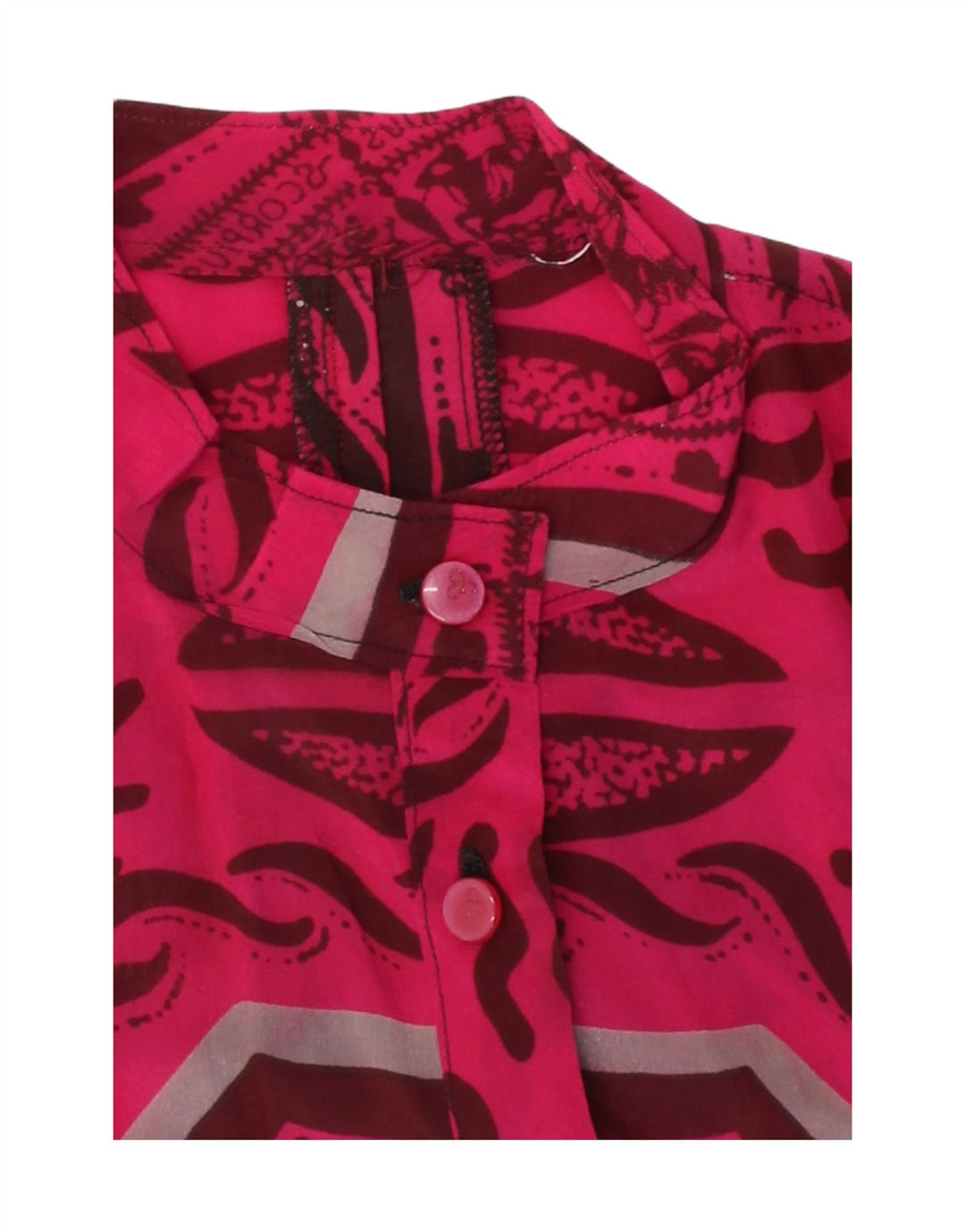 VINTAGE Womens Abstract Pattern Long Sleeve Blouse Top UK 14 Medium Pink Vintage Vintage and Second-Hand Vintage from Messina Hembry 