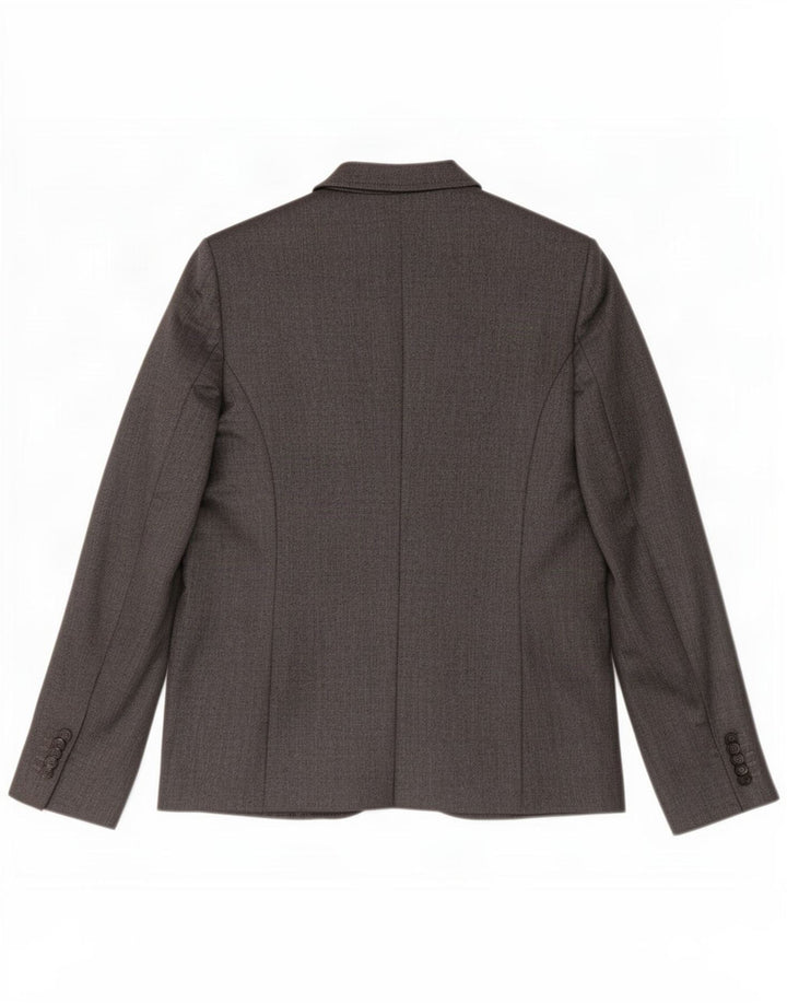 Benetton Damen-Blazer mit 2 Knöpfen, Gr. 10, Größe S, grau, Fischgrätenmuster