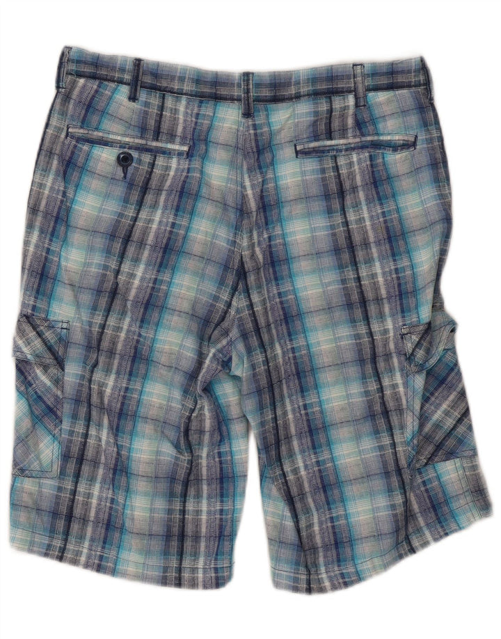 Bear Herren Cargoshorts W32 mittelblau karierte Baumwolle