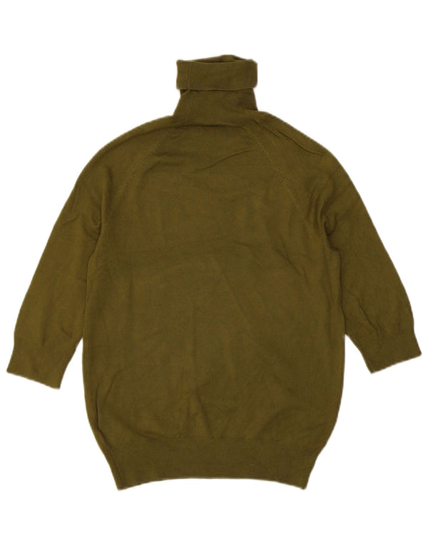 Zara Damen-Pullover mit Rollkragen, 3/4-Ärmel, UK-Gr. 12, mittlere Khaki-Viskose