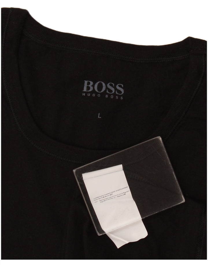 Hugo Boss Herren T-Shirt Top Large Schwarz Baumwolle