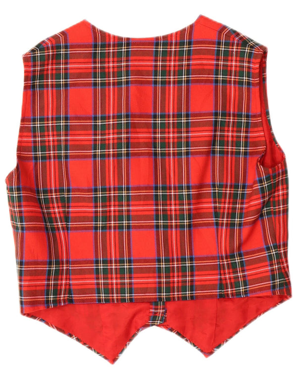 Vintage Damen Weste UK 12 Medium Red Plaid Classic