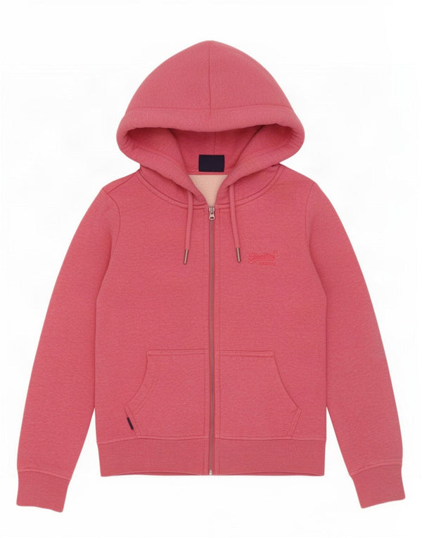 Superdry Damen-Kapuzenpullover mit Reißverschluss, Gr. 8, Größe S, Rosa, Baumwolle