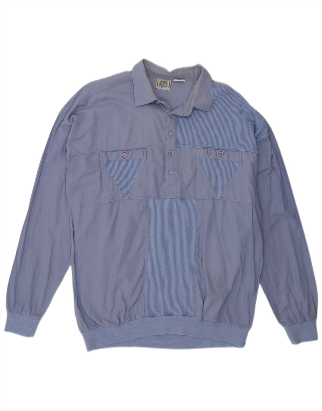 Vintage Herren Pullover Shirt IT 50/52 Große blaue Colourblock-Baumwolle
