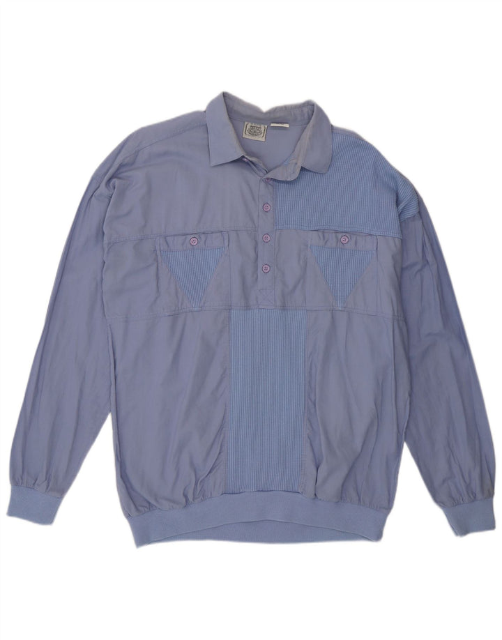 Vintage Herren Pullover Shirt IT 50/52 Große blaue Colourblock-Baumwolle