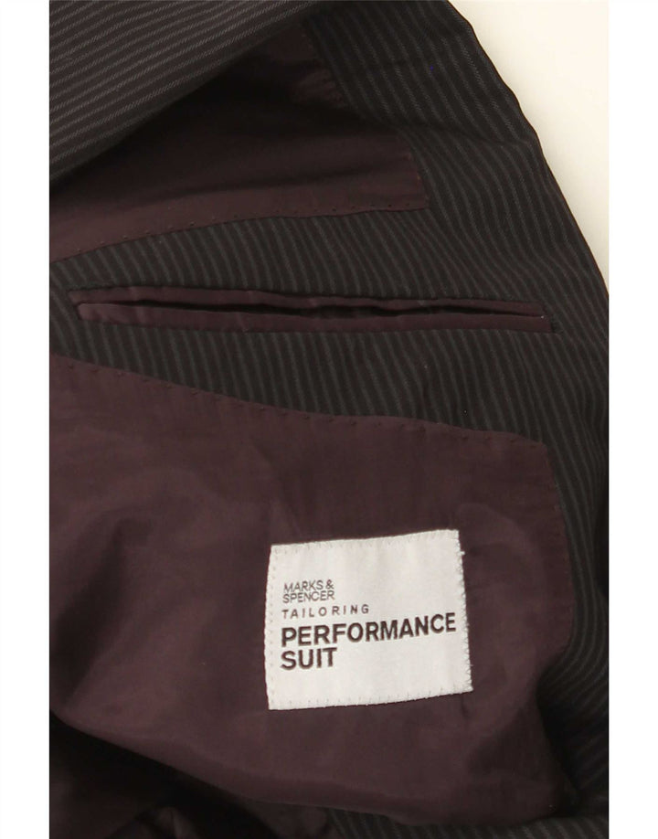 Marks & Spencer Herren-Blazer mit 2 Knöpfen, Gr. 38, Mittelschwarz, Nadelstreifen