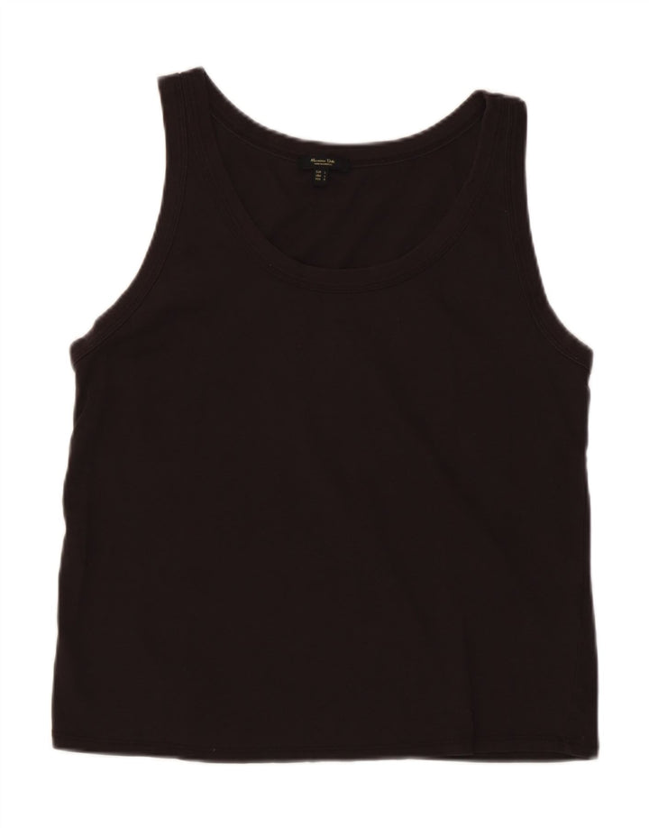 Massimo Dutti Damen Weste Top UK 14 Große schwarze Baumwolle