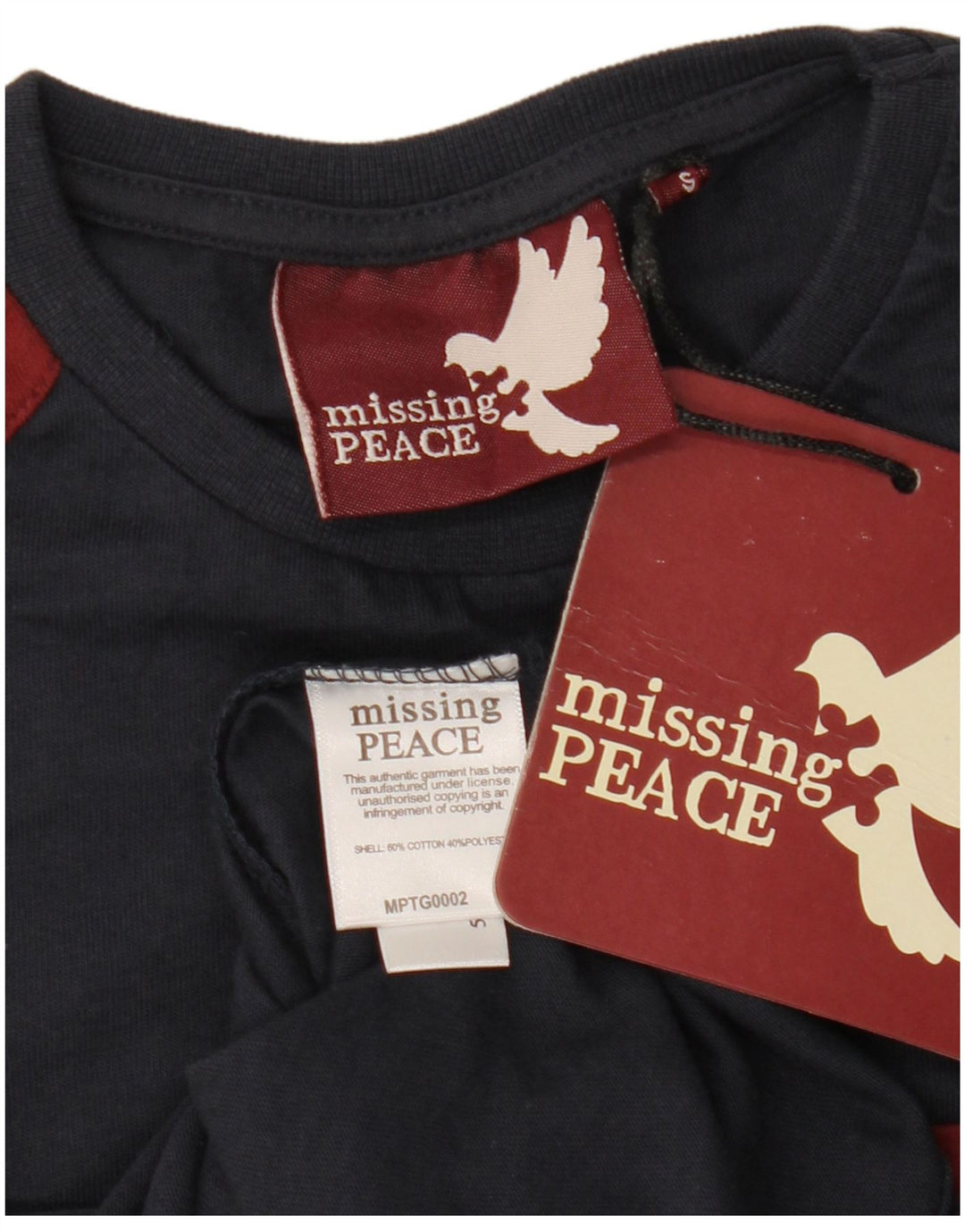 MISSING PEACE Herren-T-Shirt mit Grafik, Größe S, marineblau, Colourblock-Baumwolle
