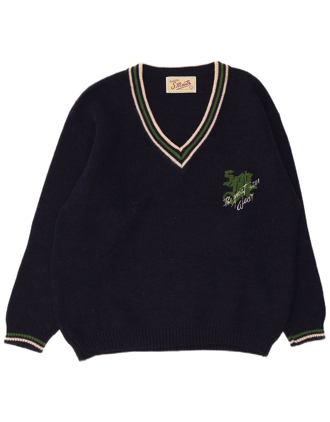 S. Moritz Herren-Pullover mit V-Ausschnitt, XL, Marineblau, Acryl