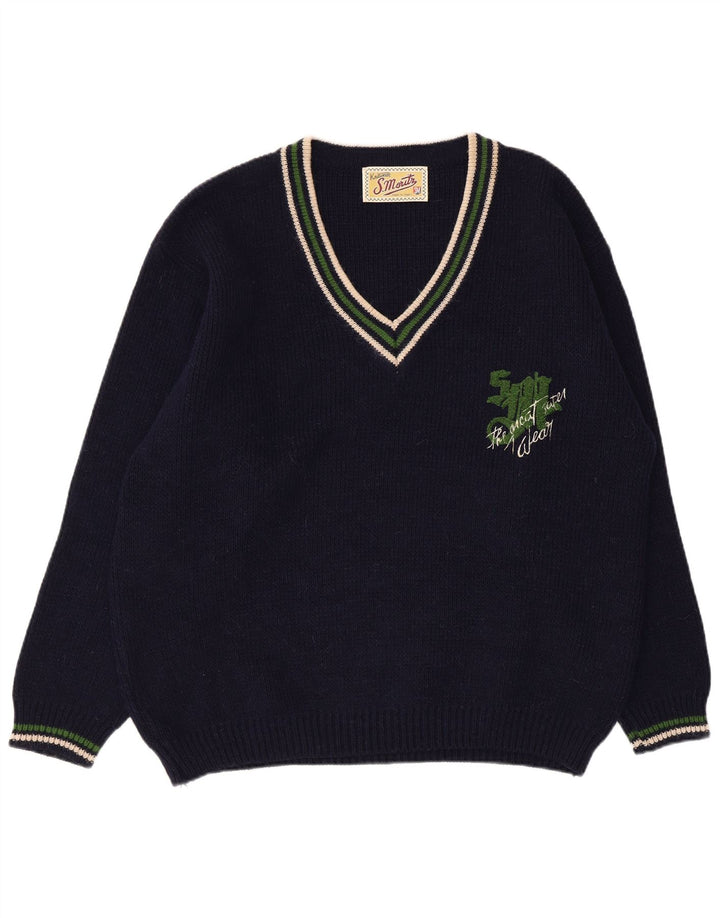 S. Moritz Herren-Pullover mit V-Ausschnitt, XL, Marineblau, Acryl