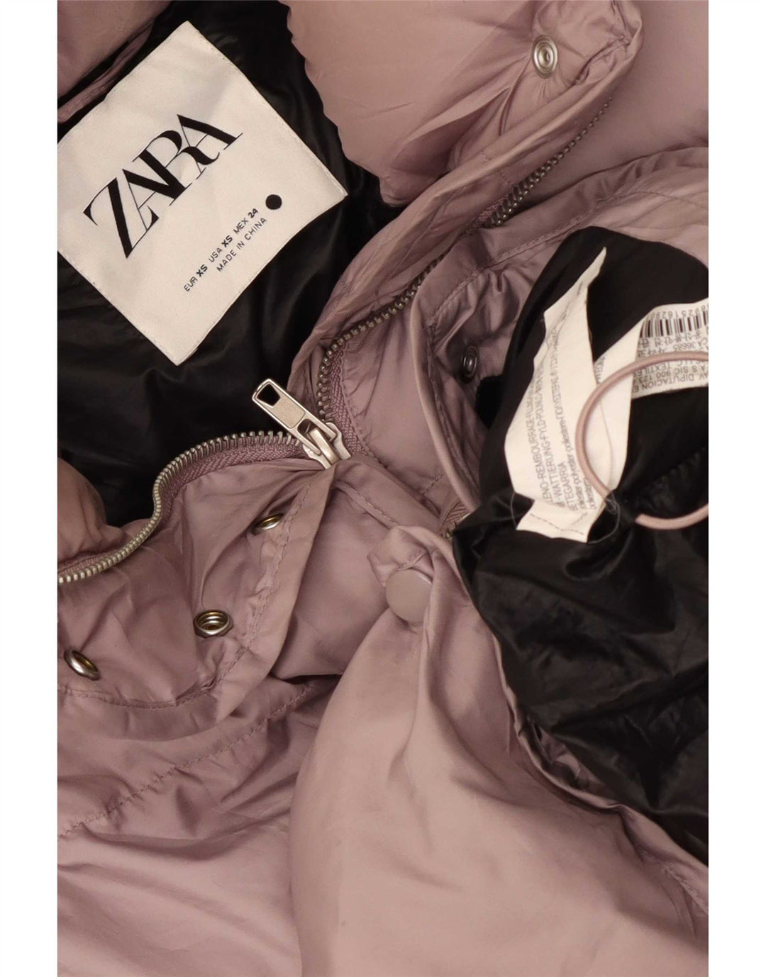 Zara Damen Übergroße wattierte Jacke UK 6 XS Rosa Polyester