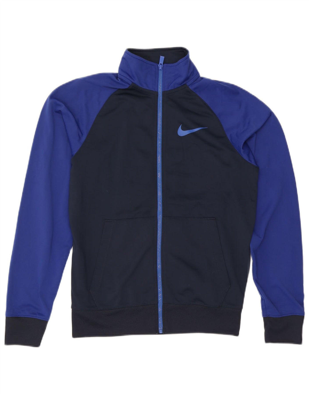 Nike Herren-Trainingsanzugoberteil, Jacke, Größe S, Marineblau, Farbblock-Polyester