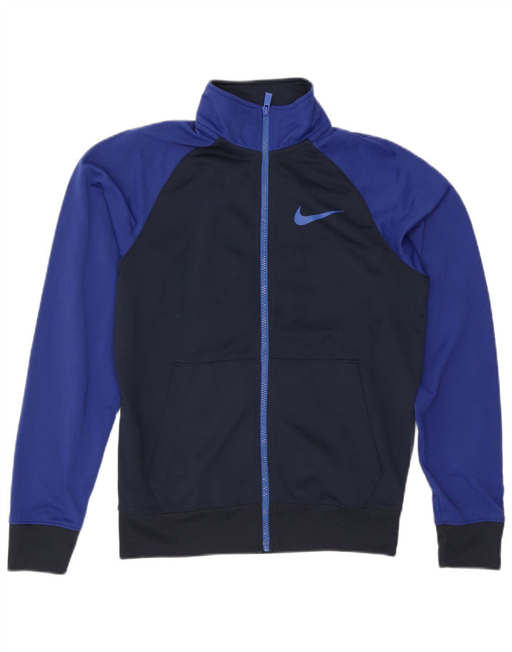 Nike Herren-Trainingsanzugoberteil, Jacke, Größe S, Marineblau, Farbblock-Polyester