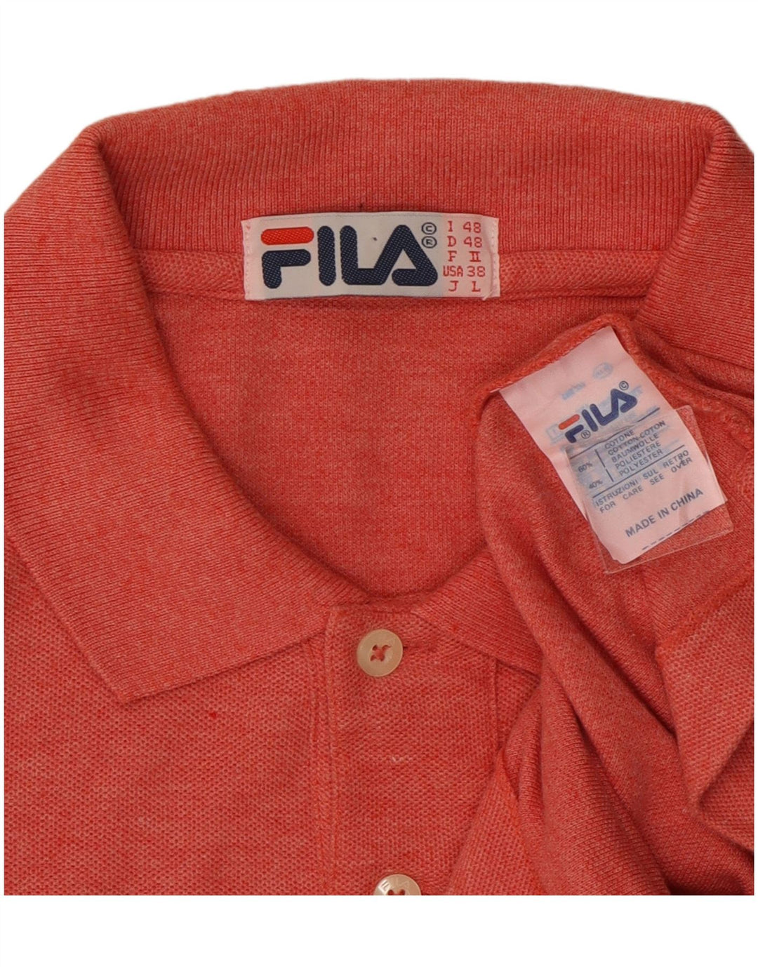 FILA Herren Langarm-Poloshirt IT 48 Mittelrosa Baumwolle