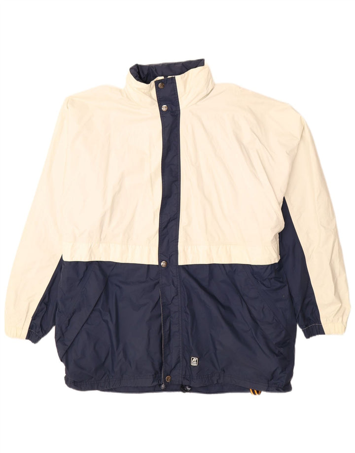 K-WAY Herren 2000 Regenjacke mit Kapuze, UK 44 2XL, weißes Colourblock-Polyamid