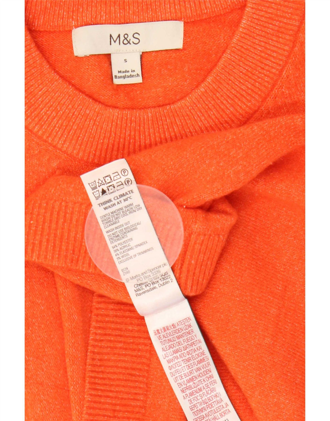 Marks & Spencer Damen Übergroßes T-Shirt Top UK 10 Small Orange Polyester