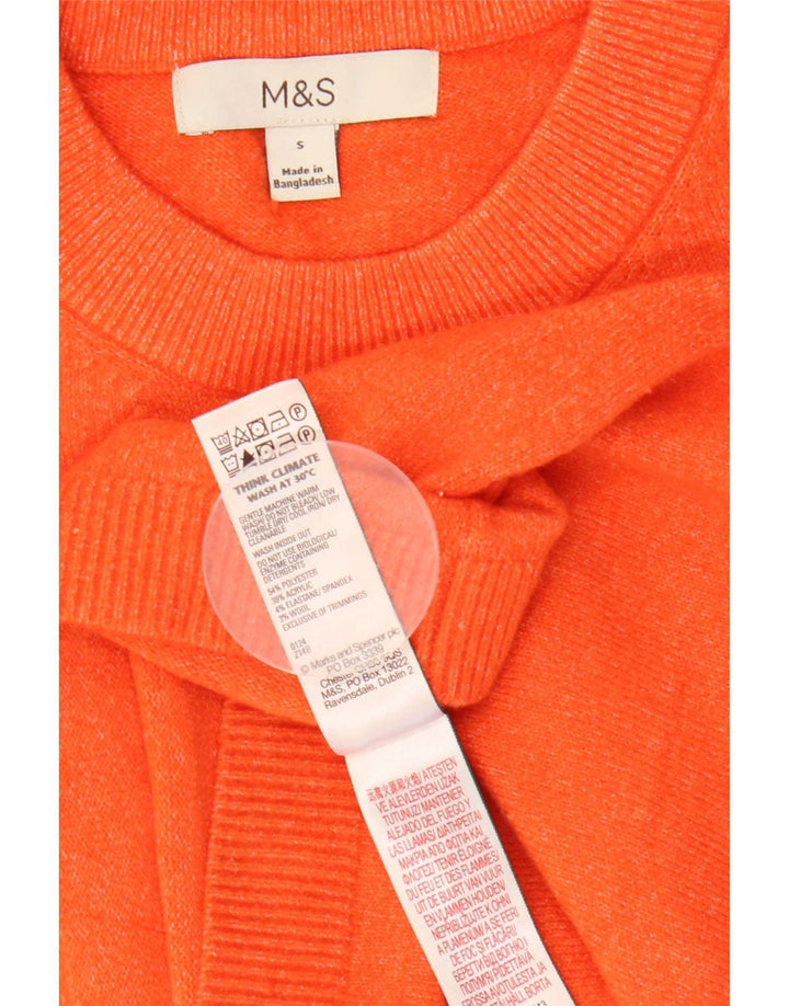 Marks & Spencer Damen Übergroßes T-Shirt Top UK 10 Small Orange Polyester