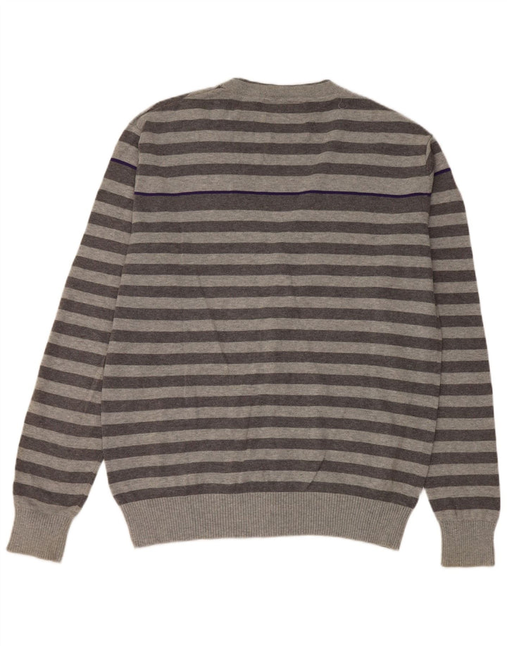 JACK & JONES Herren-Cardigan-Pullover XL grau gestreift aus Baumwolle