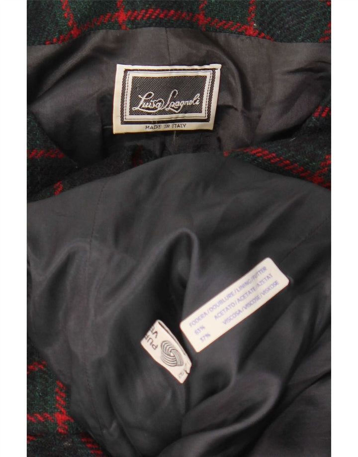 Luisa Spagnoli Damen 5-Knopf-Blazerjacke UK 14 Große grün karierte Wolle