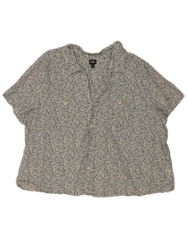 Lee Damen-Kurzarm-Oversize-Hemd, UK 20 2XL, blau geblümt, Baumwolle