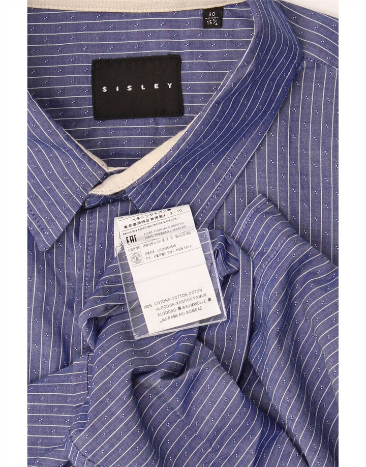 SISLEY Mens Shirt Size 15 1/2 40 Medium Blue Striped Cotton Vintage Sisley and Second-Hand Sisley from Messina Hembry 